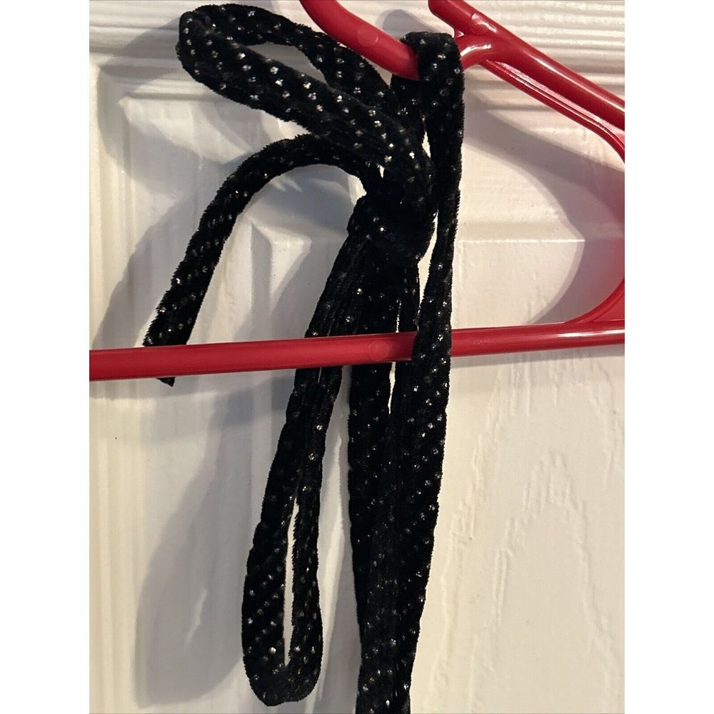 Forever 21 Womens L Velvet Sparkle Crop Top Tie Straps Black - Picture 8 of 8